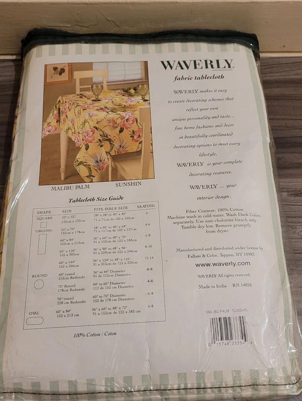Waverly Oblong Floral Fabric Tablecloth 52x70